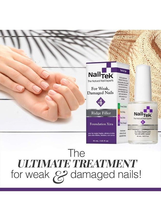 Foundation Xtra 4, Ridge Filling Strengthening Base Coat for Weak and Damaged Nails, 0.5 oz, 1-Pack