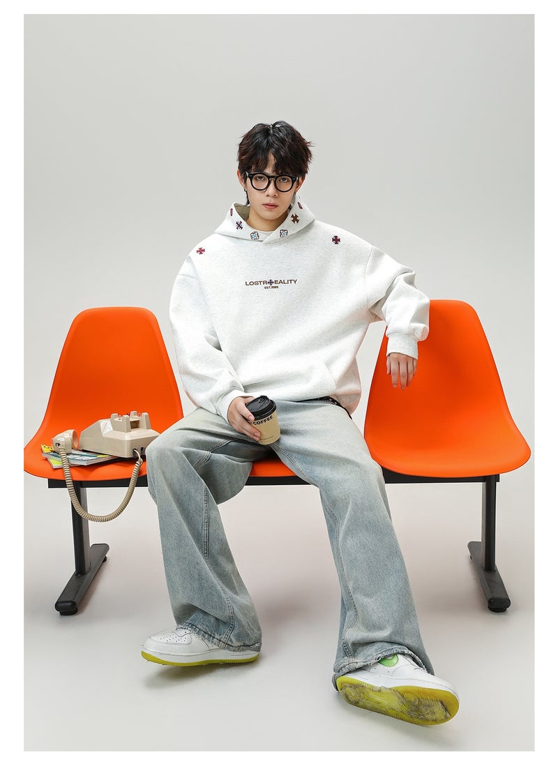 NIBEMINENT Trendy Cotton Hoodies & Sweatshirts for Men Autumn  Loose Embroidered Pattern Hoodie Spring Long-sleeved Top - Image 2