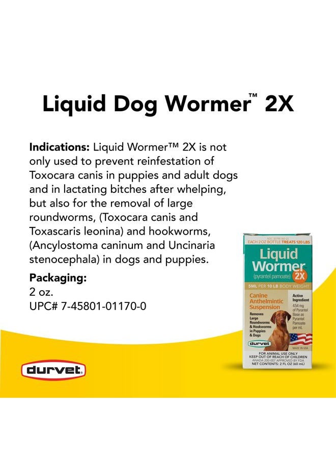 Durvet 2x LIquid Wormer, 2 oz, For Puppies and Adult Dogs - Image 3