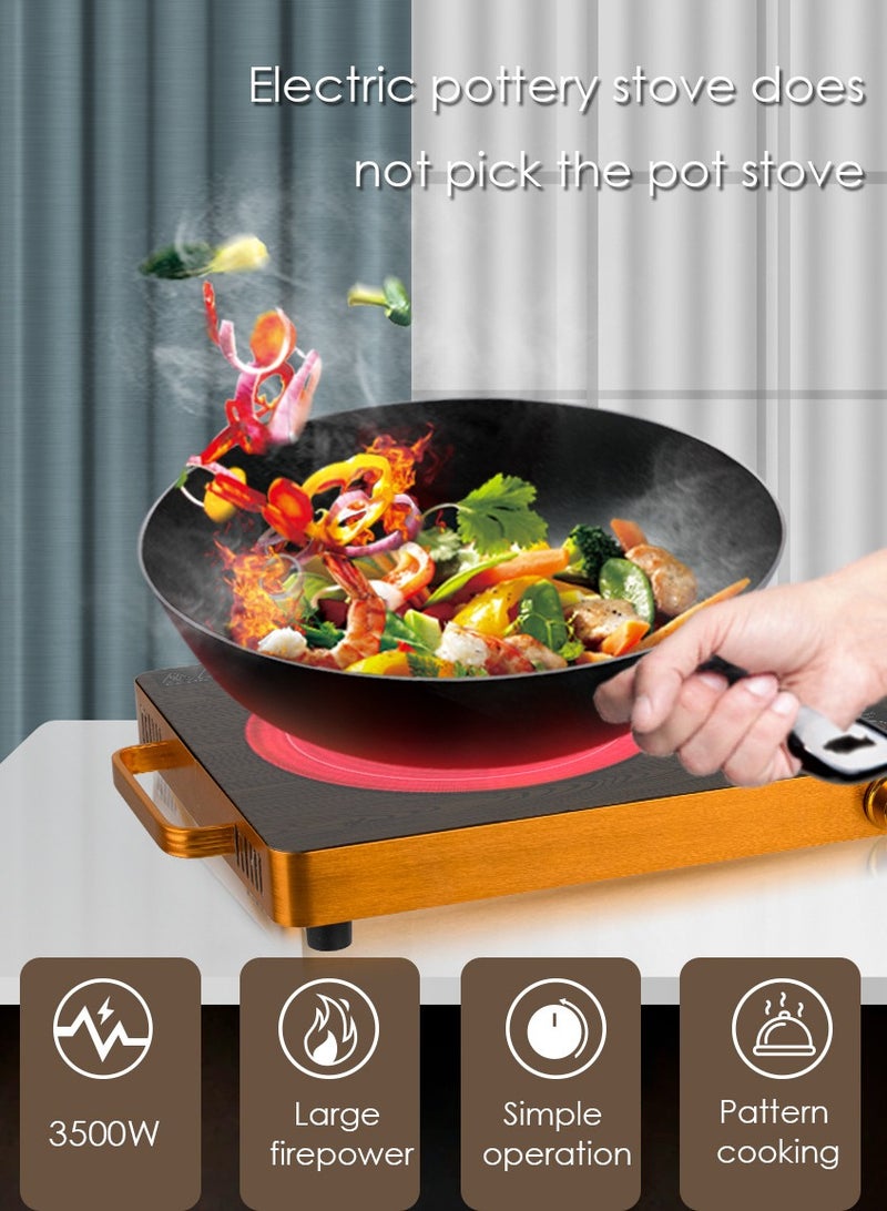 آر إيه أف موقد كهربائي مسطح، موقد سيراميك محمول للطهي، موقد كهربائي يعمل بالأشعة تحت الحمراء، مؤقت 24 ساعة متوافق مع جميع أواني الطهي 3500 واط - Image 4