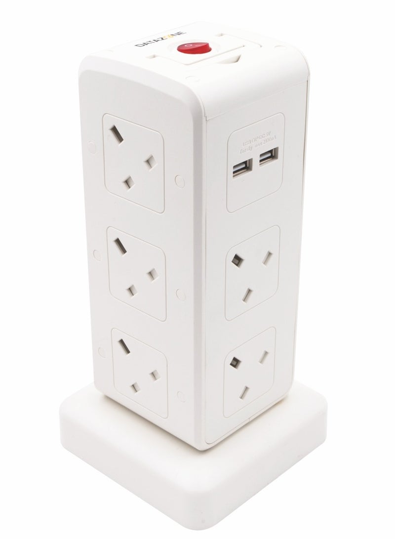 داتا زون توصيلة كهرباء برج من 10 مخارج 13 أمبير 5 متر  و 4 مداخل USB - Image 1