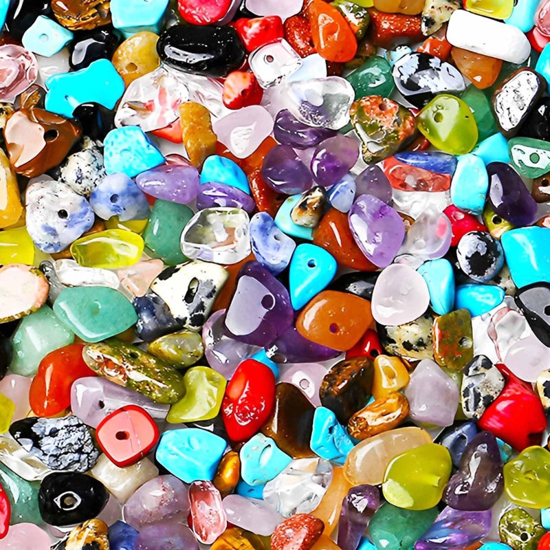 Shemboli 200pcs Natural Chip Stone Beads Gemstone Healing Crystal Loose Rocks Bead Irregular Glass Seed Charm Beads Drilled DIY for Jewelry Bracelet Necklace Earrings Christmas Making Crafting Supplies (5-8mm) - Image 1
