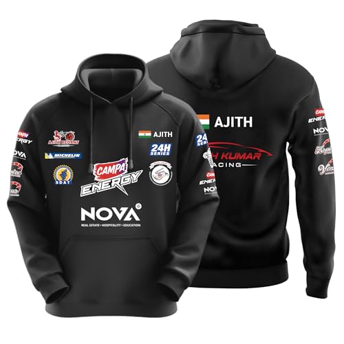 DUDEME Ajith Racing Hoodie Black | New Motorsport Hoodies for Men & Women | Casual wear Cotton Hoodies - Image 1