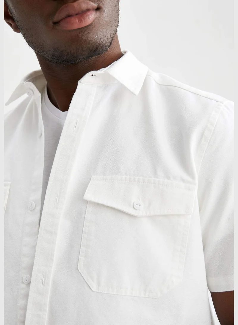 DeFacto Man Regular Fit Polo Neck Woven Short Sleeve Shirt