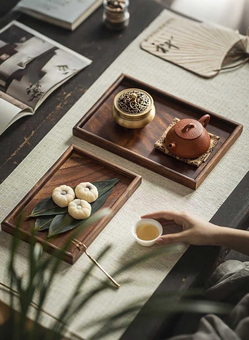 3 pcs Rectangle Serving Tray for Coffee Table, Tea, Food, Butler - Countertop, Kitchen, Vanity Serve Tray,Jewelry Drawer Organizer Showcase Antique Brown - Image 5