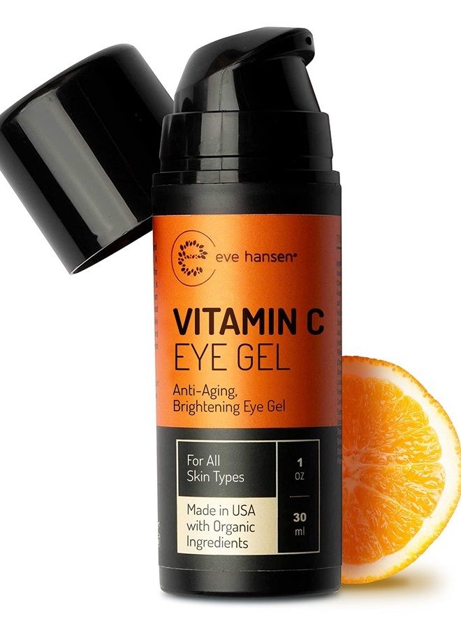 Eve Hansen Vitamin C Eye Gel - Under Eye Cream for Dark Circles and Puffiness - Anti-Aging Eye Repair Cream with Hyaluronic Acid - Under Eye Treatment for All Skin Types - Eye Brightening Cream - 1 oz - Image 1