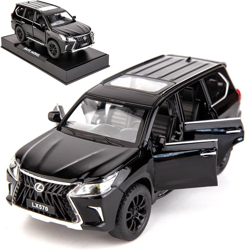 BDTCTK 1/32 Compatible for Lexus LX570 Off-Road in Luxury SUV Model Car, Zinc Alloy Pull Back Toy car with Sound and Light for Kids Boy Girl Gift(Black) - Image 1