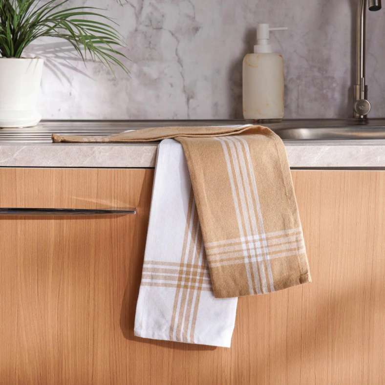 Pan Home طقم مناشف مطبخ مكون من قطعتين - بيج - Image 1
