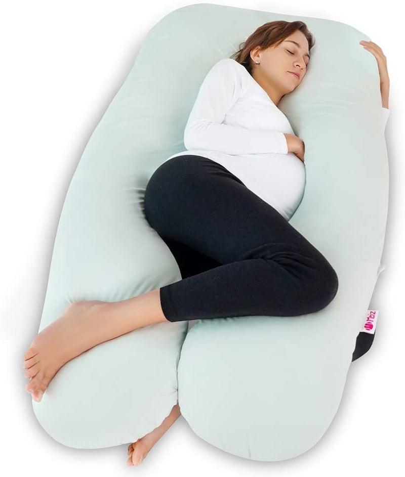 Meiz Pregnancy Pillow - U Shaped - Pregnancy Body Pillow - for Support Neck/Back/Legs with Body Pillow Cooling Jersey Cover, Green - Image 1