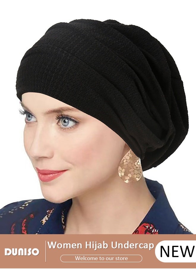 DUNISO Women Under Scarf Hijab Cap Beanie Hat Headband Islamic Hijab Hat Turban Muslim Inner Hijab Scarf Bottom Cap Soft Knit Cap Tube Cap for Women Girls  - Image 1