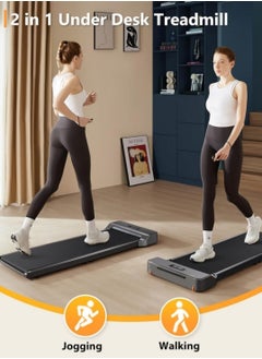 RUIYADA Walking Pad Treadmill Desk Treadmill for Home Office with 242lb Capacity 2 in 1 Portable Treadmill for Walking and Jogging Remote Control in LED Display Black  - Image 2