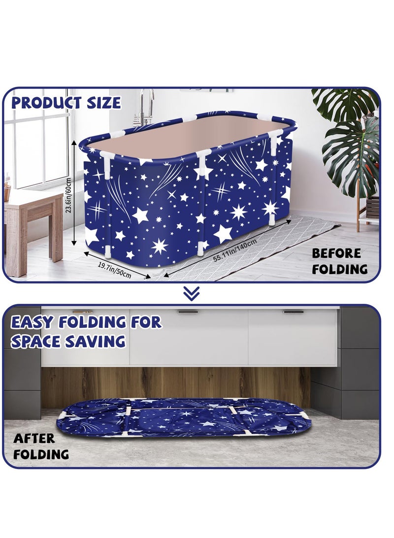ZERIFAM Portable Bathtub for Adults, Large 140cm Foldable Soaking Bathing Tub for Adults, Freestanding Bathtub Family  SPA Collapsible Tub, Ideal for Hot Bath Ice Bath - Image 2