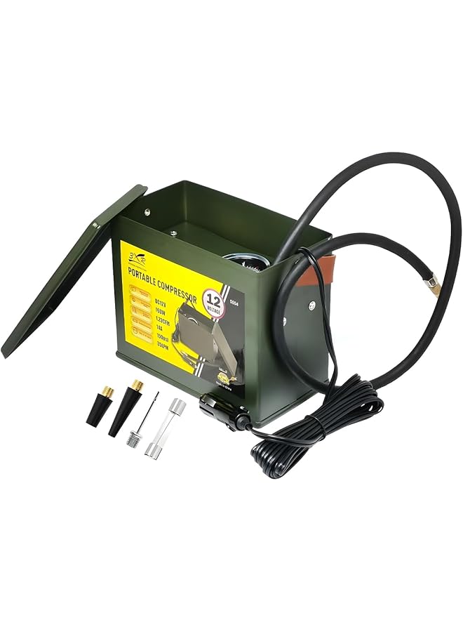 erorex 3Xr Portable Air Compressor 12V Dc 160W 150 Psi Metal Housing With 3 Adapters For Auto Tires Bike Tires Balls And Inflatable Boats Oil Free And Maintenance Free - Image 2
