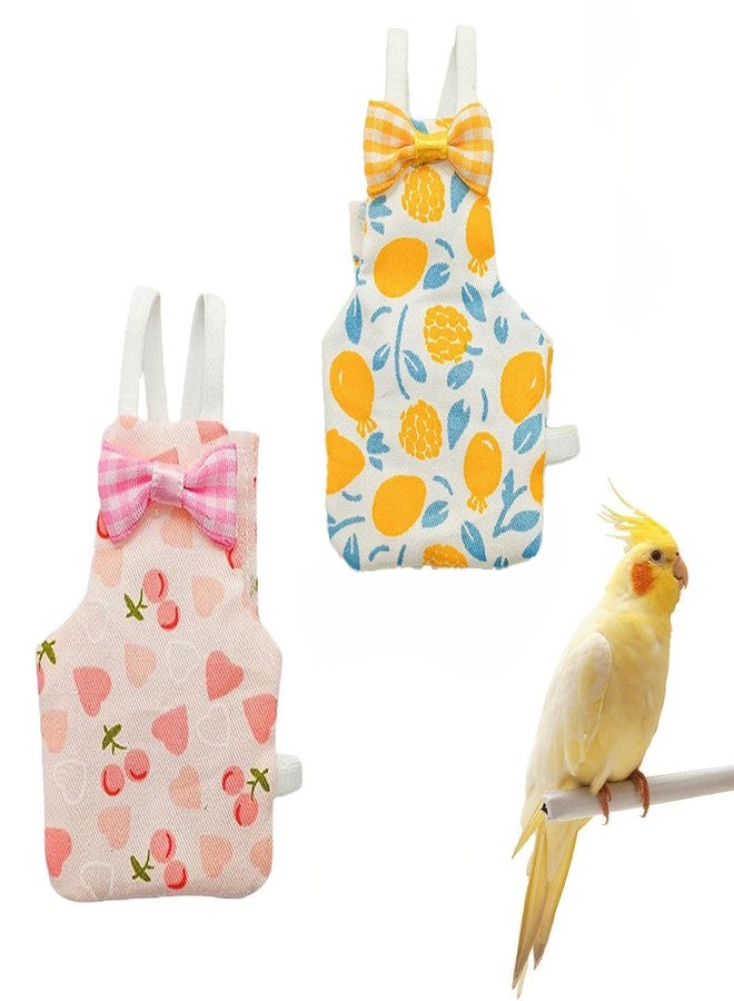 سكويشي طقم حفاضات للطيور مكون من قطعتين للببغاء، طقم حفاضات للببغاء بنقوش الموز والكرز، قماش ناعم للطيور المنزلية، تصميم خفيف الوزن للسفر والنظافة المنزلية (وردي وأزرق، مقاس كبير، قطعتان) - Image 1