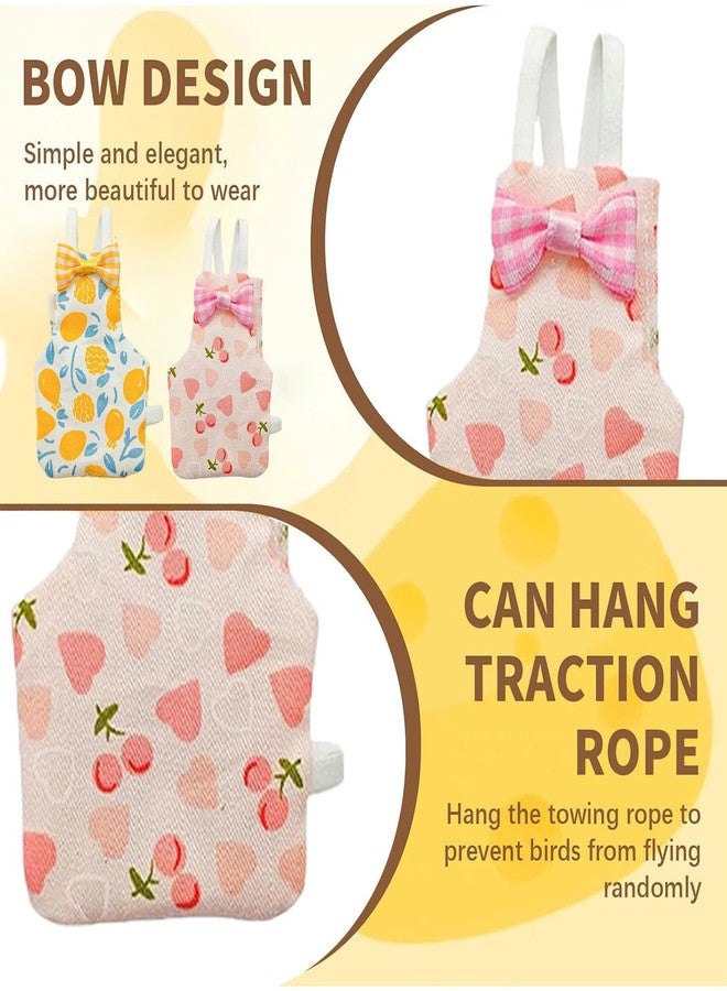 سكويشي طقم حفاضات للطيور مكون من قطعتين للببغاء، طقم حفاضات للببغاء بنقوش الموز والكرز، قماش ناعم للطيور المنزلية، تصميم خفيف الوزن للسفر والنظافة المنزلية (وردي وأزرق، مقاس كبير، قطعتان) - Image 5