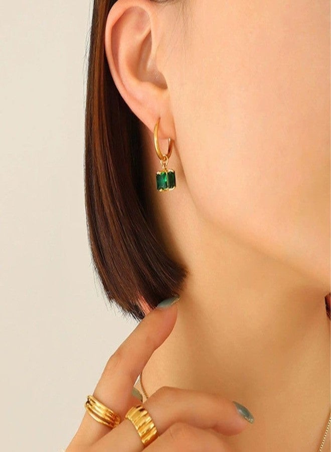 Aaishwarya 18K Gold Plated Green Box Square Zircon Drop Earring for Women and Girls | Anti-Tarnish Jewels | Elegant Jewelry Gift | Minimal Party Accessory - Image 5