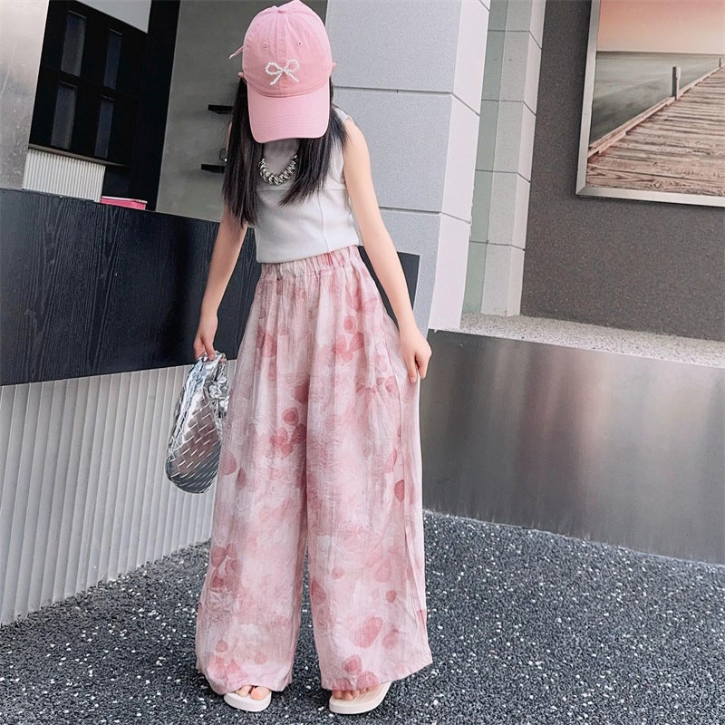 Girls' Pants Summer Thin Children'S Summer Wide Leg Pants For Big Boys And Girls Cool Ice Silk Anti-Mosquito Pants - Image 4