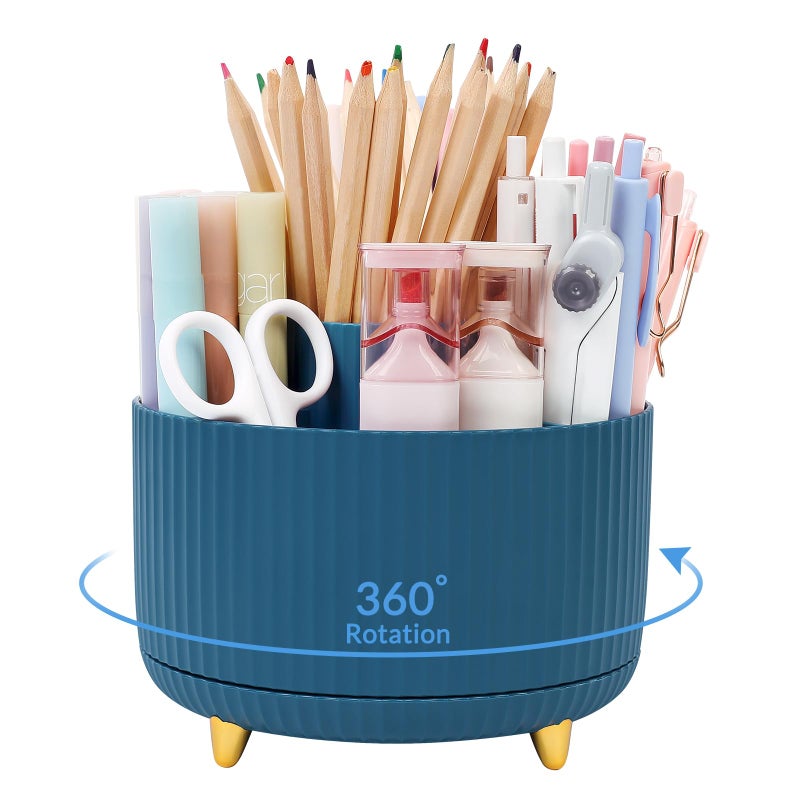 SKYDUE 360 Degree Rotating Desk Organizer, Dual-Purpose Pencil Pen Holder, Rotating Desk Pen Organizer with 5 Slots, Pencil Cup for Office, School, Home - Image 1