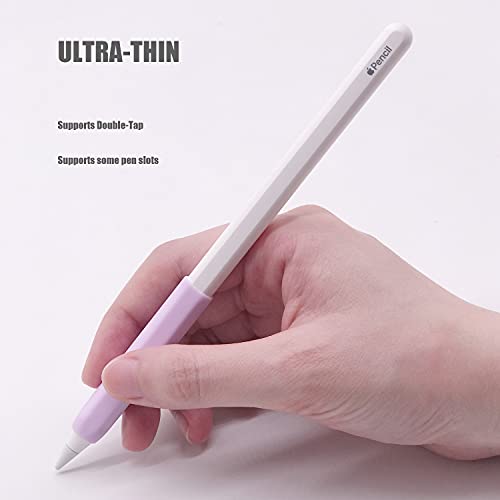 YINVA 4 PCS Ergonomic Grip Holder Compatible with Apple Pencil 2nd Generation, Premium Silicone Case Cover Sleeve Accessories Compatible with iPad Pencil 2 Gen (Blue,Navy Blue,Gray,Black) - Image 5