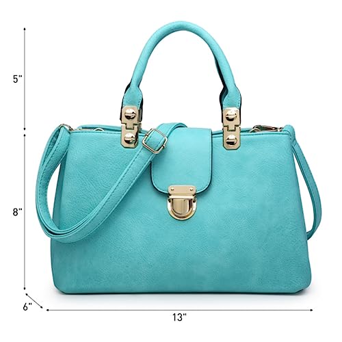 Dasein Women Satchel Handbags Top Handle Purse Medium Tote Bag Vegan Leather Shoulder Bag Turquoise - Image 3