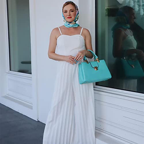 Dasein Women Satchel Handbags Top Handle Purse Medium Tote Bag Vegan Leather Shoulder Bag Turquoise - Image 2