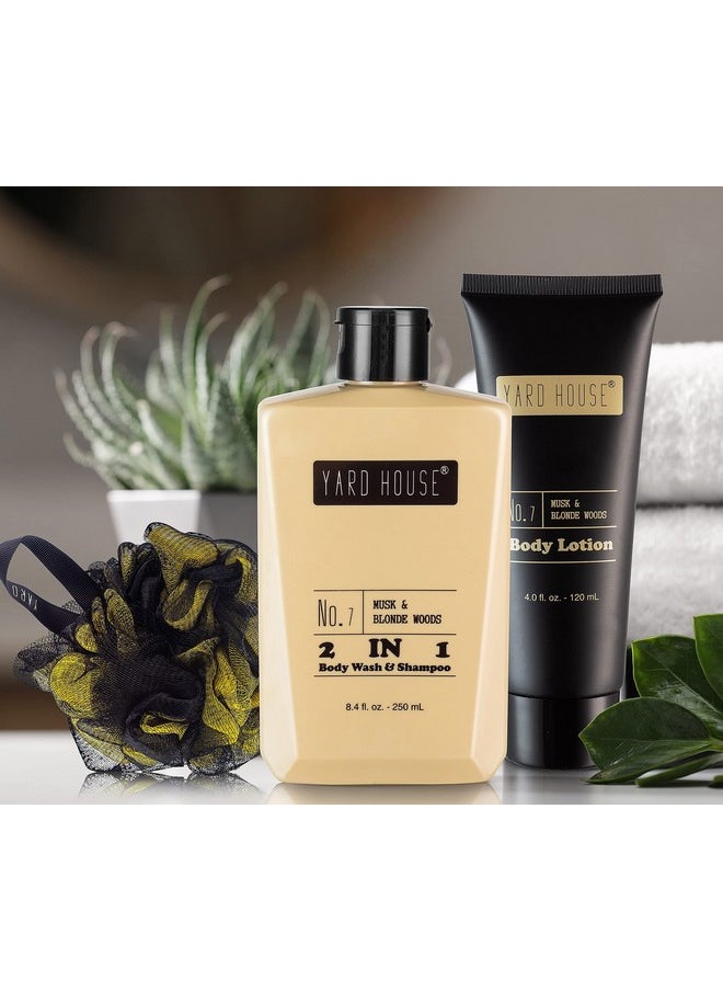 Yard House - Yard House Mens Bath and Body Gift Set - Musk and Blonde Woods - Luxury Christmas, Birthday, Fathers Day Gifts From Daughter, Wife, Son For Dad, Husband - Relaxing Spa Kit for Him in Toiletry Bag - Image 1