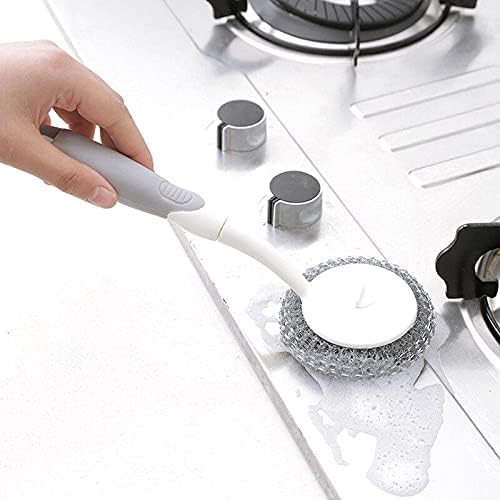 KWEL Long Handle Stainless Steel Wire Grill Brush with Hanging Hole Multipurpose Cleaning | Sink, Kitchen Cleaning Brush with Plastic Handle (Multicolor) Pack of 2 - Image 5