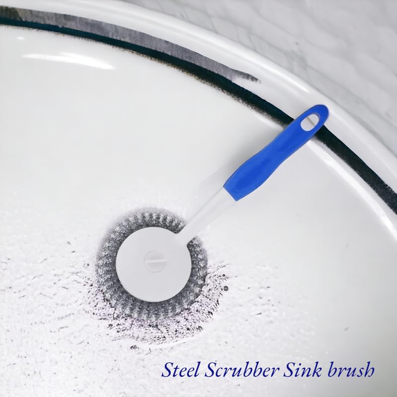 KWEL Long Handle Stainless Steel Wire Grill Brush with Hanging Hole Multipurpose Cleaning | Sink, Kitchen Cleaning Brush with Plastic Handle (Multicolor) Pack of 2 - Image 3