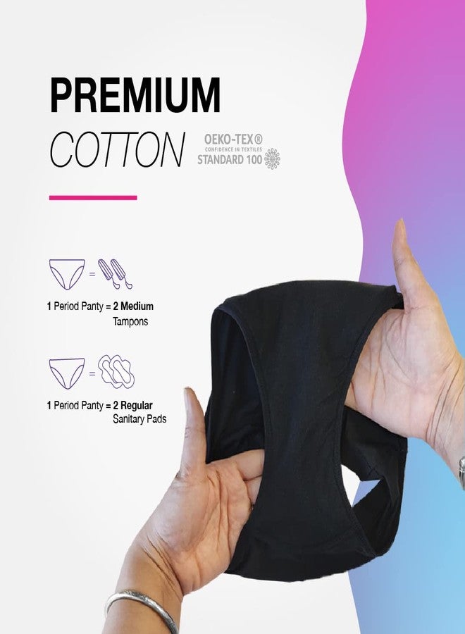 Lemme Be Leakproof Period Panties for Medium Flow, Mid Waist Reusable Menstrual Underwear for Teenagers and Women, 30 ML Capacity, Go Pad Free with Z Drip, 2 Count (Medium, Black) Pack of 1 - Image 2