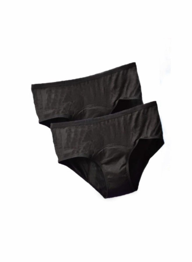 Lemme Be Leakproof Period Panties for Medium Flow, Mid Waist Reusable Menstrual Underwear for Teenagers and Women, 30 ML Capacity, Go Pad Free with Z Drip, 2 Count (Medium, Black) Pack of 1 - Image 1