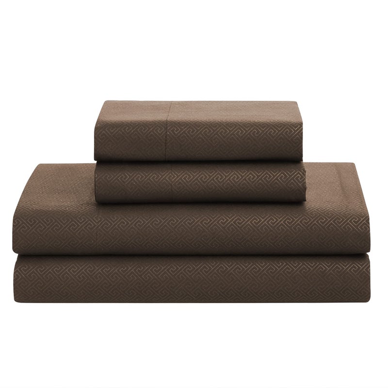 Sweet Home Collection Queen Comforter Set 8 Piece Bed in a Bag with Bed Skirt, Fitted Sheet, Flat Sheet, 2 Pillowcases, 2 Pillow Shams, Queen, Greek Key Chocolate - Image 5