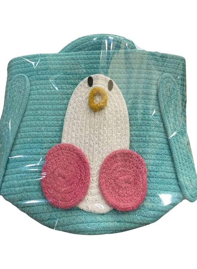 Juteify® Animal Storage Basket for Kids, Rope Storage Basket for Baby Diaper, Stuffed Animal Storage Bin Rope Basket for Kids Toy, Baby Laundry Baskets with lid (Doremon) (penguine) - Image 2