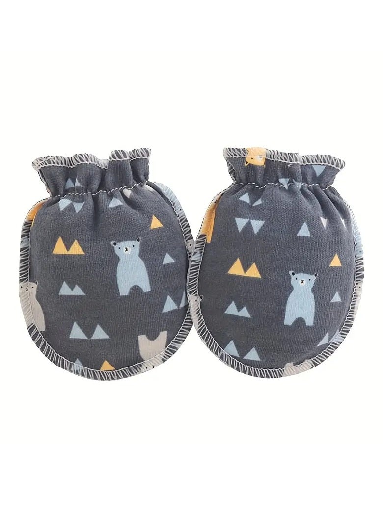 MARHABABY 4 Pairs Neonatal Scratch Resistant Face Cute Cartoon Animal And Star Pattern Comfortable And Breathable Gloves, Suitable For Boys And Girls  - Image 5