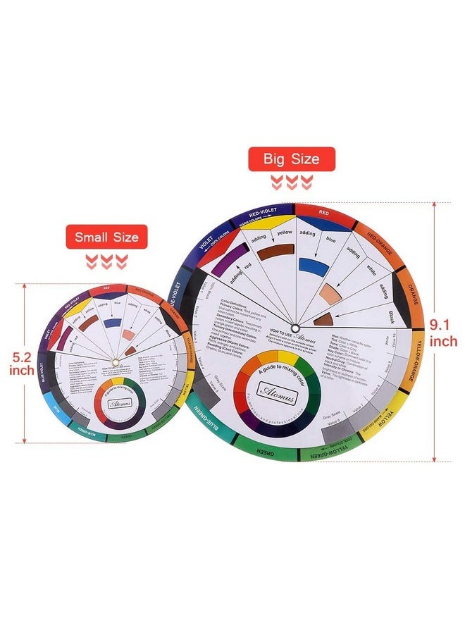 deziine deziine?2 Pieces Big and Small Color WheelChart Paint Mixing Learning Guide Art Class Teaching Tool Color Wheels for Makeup Blending Board Chart  - Image 2