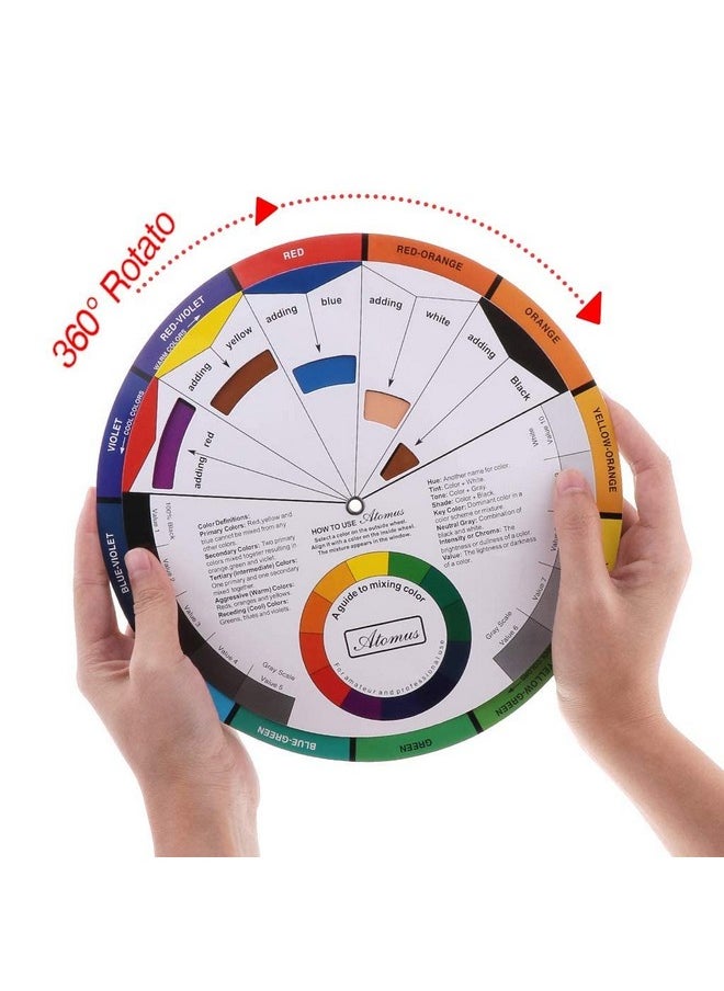deziine deziine?2 Pieces Big and Small Color WheelChart Paint Mixing Learning Guide Art Class Teaching Tool Color Wheels for Makeup Blending Board Chart  - Image 3