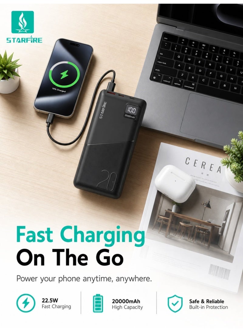 Starfire Power Bank 20000mAh, 22.5W Portable Charger with PD 20W Fast Charging, USB-C Input & Output and Digital Display for iPhone 17/16/15, Galaxy S25/S24, iPad, AirPods and More - Image 5