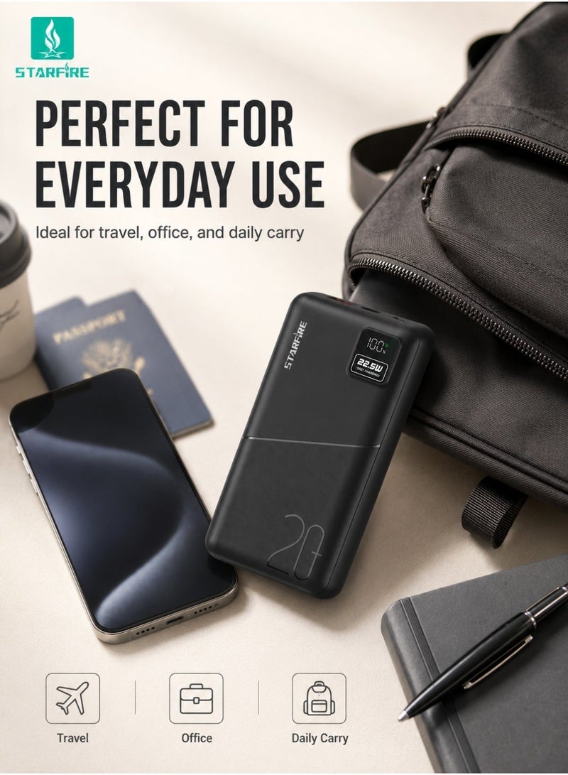 Starfire Power Bank 20000mAh, 22.5W Portable Charger with PD 20W Fast Charging, USB-C Input & Output and Digital Display for iPhone 17/16/15, Galaxy S25/S24, iPad, AirPods and More - Image 2