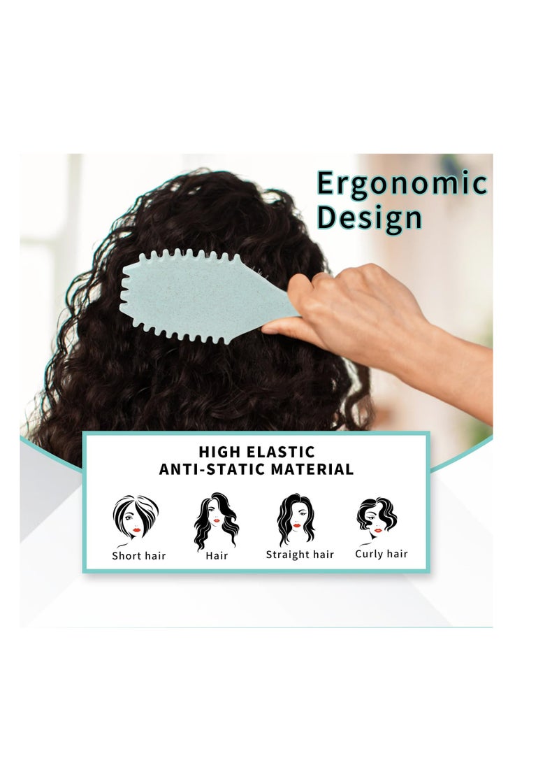 Excefore Curl Defining Brush Set, 2 Pcs Bounce Curly Hair Brush for Reduce Hair Pulling and Curl Separation, Detangling Shaping, Defining Curls for Women, Ideal for Wet, Dry Hair, Kids, Women, Men, Blue, Beige - Image 3