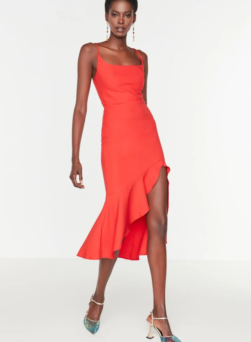 trendyol High Low Ruffle Hem Dress