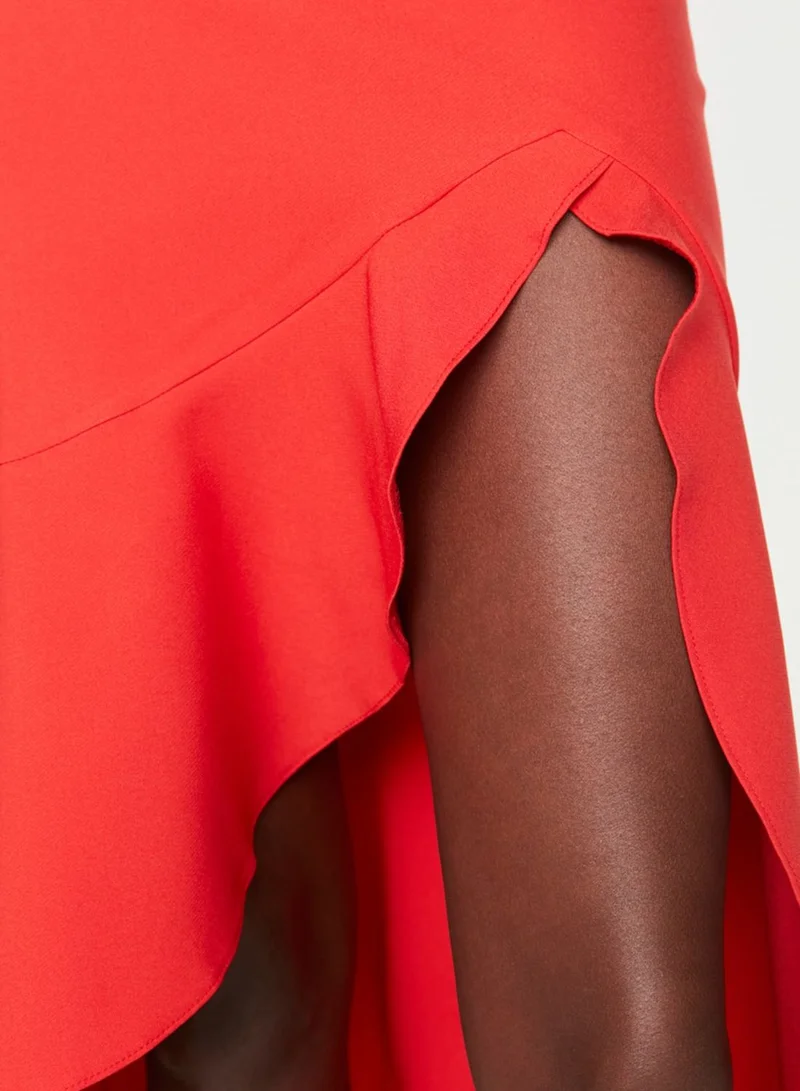 trendyol High Low Ruffle Hem Dress