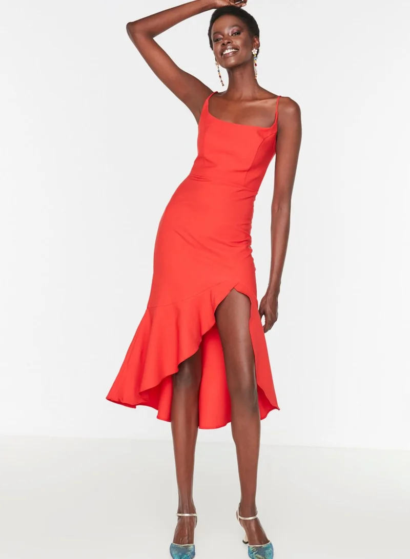 trendyol High Low Ruffle Hem Dress