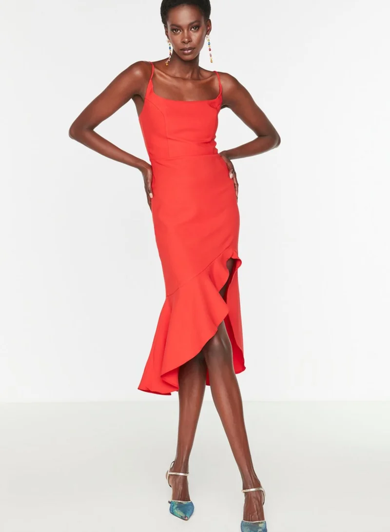 trendyol High Low Ruffle Hem Dress