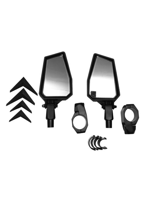 Pair of ATV Side Rear View Mirrors, Black Frame