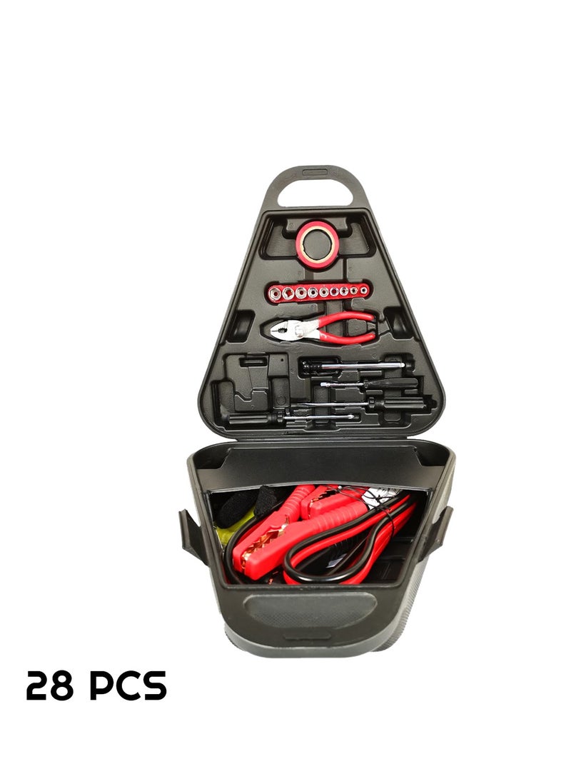 MTOOLS Jumper Cable Tools Set 28 Pcs Car Emergency Tools Set Jumper Cable Air Pressure Gauge Hex Key Set  - Image 1