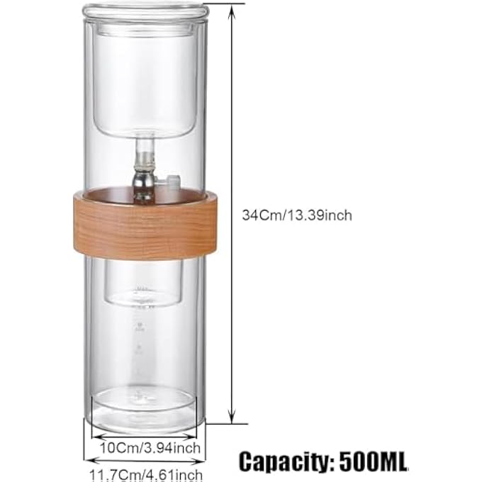 jaffiust Ice Drip Coffee Maker Cold Brew Coffee Machine With Adjustable Rate Dripper Stainless Steel Filter Drip Type Cold Extraction Coffee Machine For Home Office Clear - Image 3
