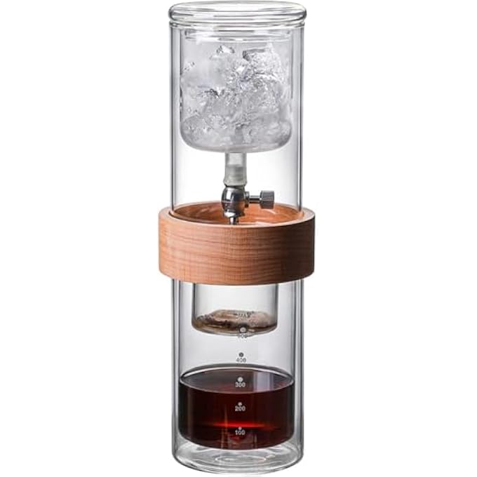 jaffiust Ice Drip Coffee Maker Cold Brew Coffee Machine With Adjustable Rate Dripper Stainless Steel Filter Drip Type Cold Extraction Coffee Machine For Home Office Clear - Image 1