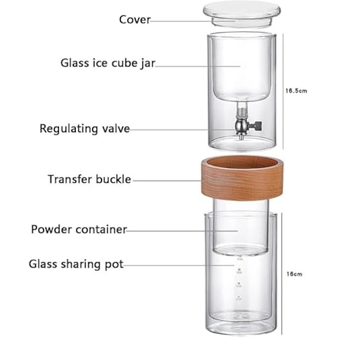 jaffiust Ice Drip Coffee Maker Cold Brew Coffee Machine With Adjustable Rate Dripper Stainless Steel Filter Drip Type Cold Extraction Coffee Machine For Home Office Clear - Image 4