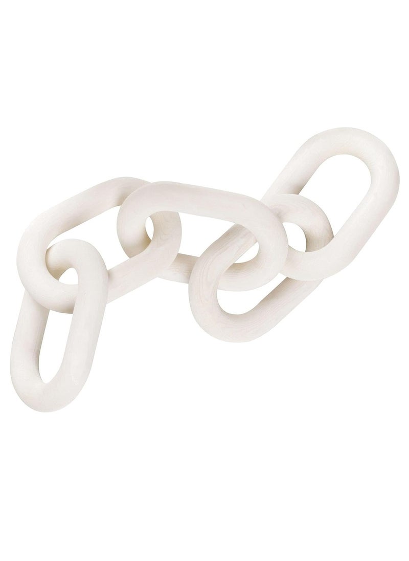 RATSAW Wood Chain Link Decor 5 Link Wooden Decorative Chain Accents Coffee Table Shelf Decor Aesthetic Living Room White  - Image 3