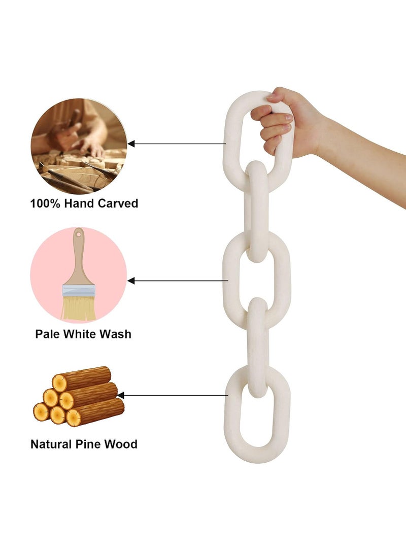 RATSAW Wood Chain Link Decor 5 Link Wooden Decorative Chain Accents Coffee Table Shelf Decor Aesthetic Living Room White  - Image 5