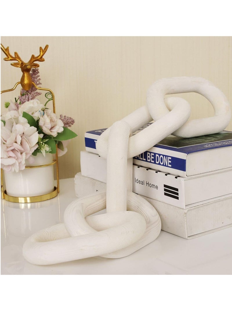 RATSAW Wood Chain Link Decor 5 Link Wooden Decorative Chain Accents Coffee Table Shelf Decor Aesthetic Living Room White  - Image 4